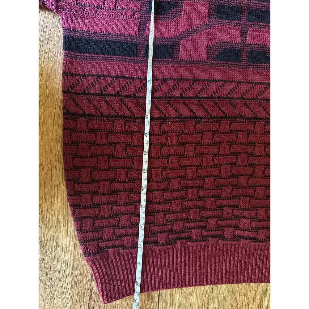 Aspetuck Trading Co Vtg Red Patterned Chunky Cosby Sweater Size Small